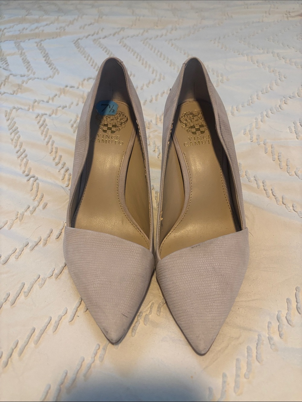 Vince Camuto Pointed Toe Pumps in Light Taupe Suede